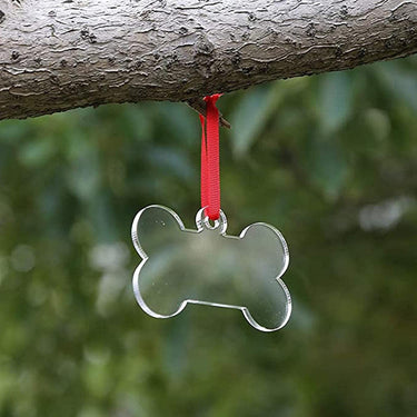 Clear Acrylic Dog Bone Christmas Ornaments 20 Pcs DIY Blank Tag Xmas Tree Hanging Decorations for Home Party Decor Gift Pack for Pet Lovers (indoor outdoor decorations)